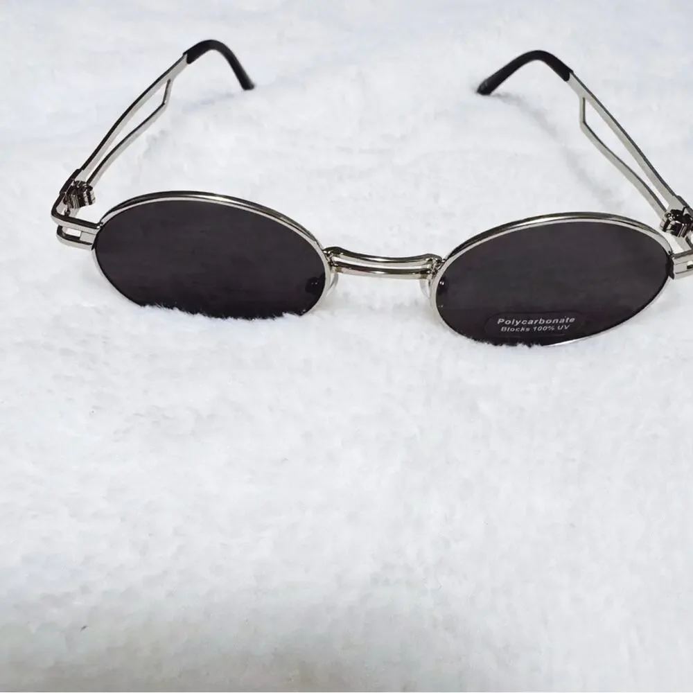 Brandon Black with Silver Rim Round Sunglasses